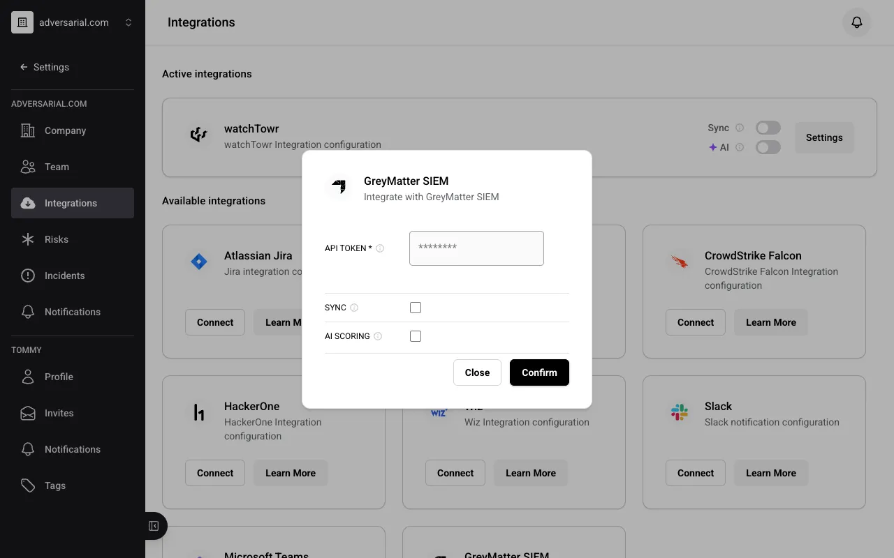 GreyMatter integration configuration
